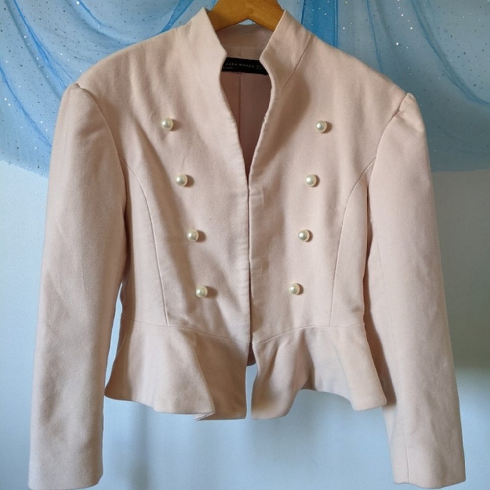 Zara cropped blazer with pearls size M